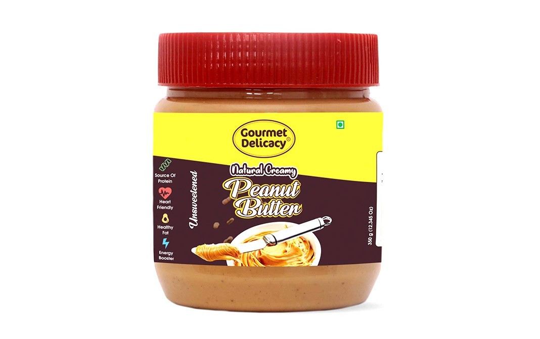 Gourmet Delicacy Natural Creamy Peanut Butter, Unsweetened   Plastic Jar  350 grams